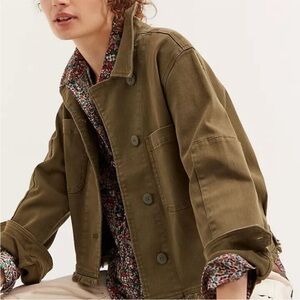 Anthropologie Sanctuary Utility Army Green Jacket Raw Hem Size Medium